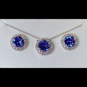 18K Necklace/stud earrings SWAROVSKI blue/crystal